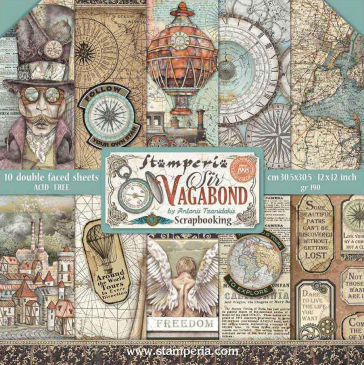 Stamperia Sir Vagabond 12" x 12" papierpakket